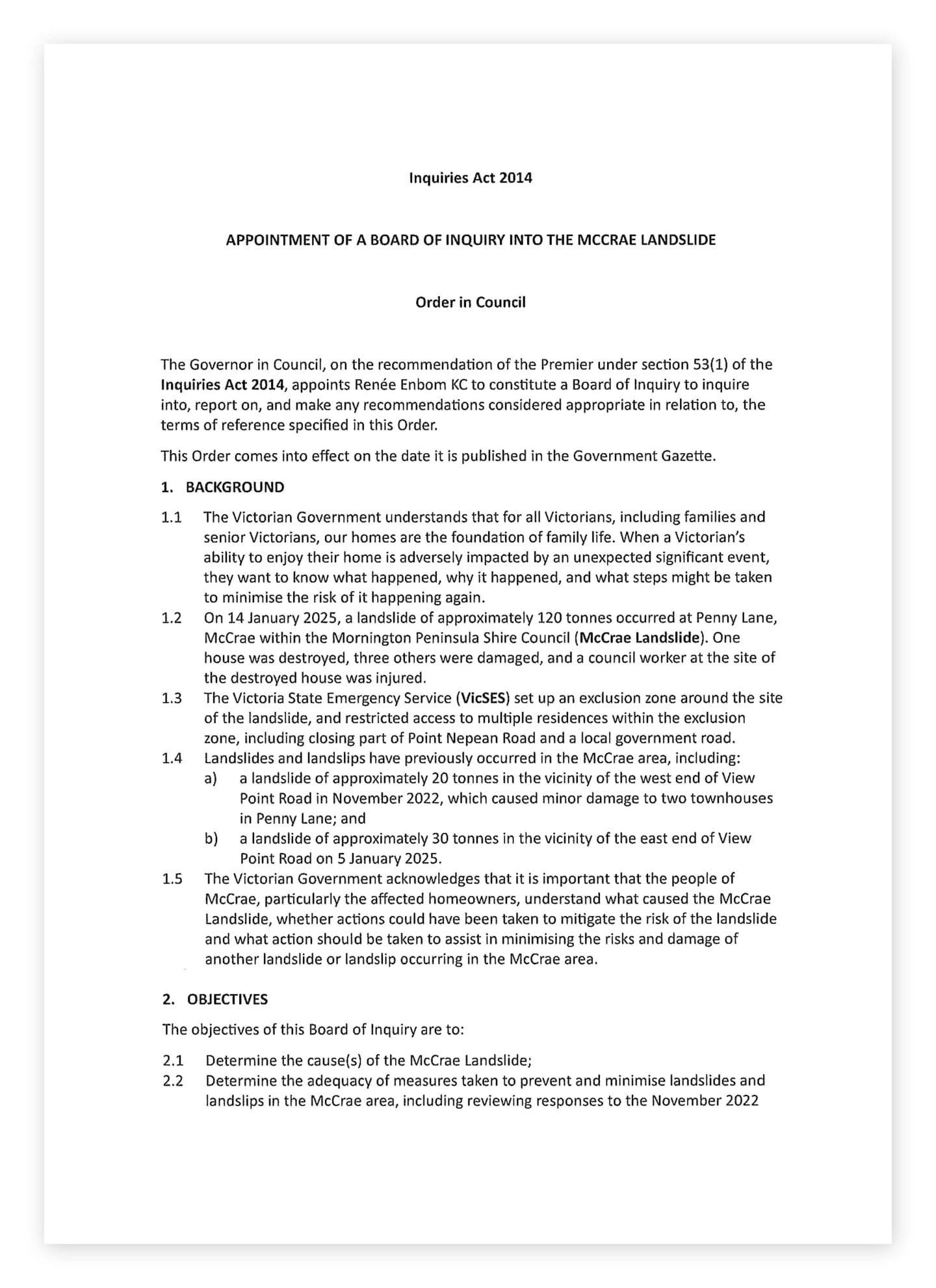 Appendix A | McCrae Landslide Inquiry (www.mccraeinquiry.vic.gov.au)